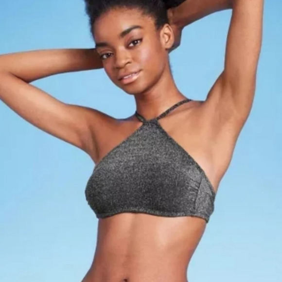 NWT Wild Fable Women's High Neck Halter Bralette Bikini Top XXS 00 - Picture 1 of 7